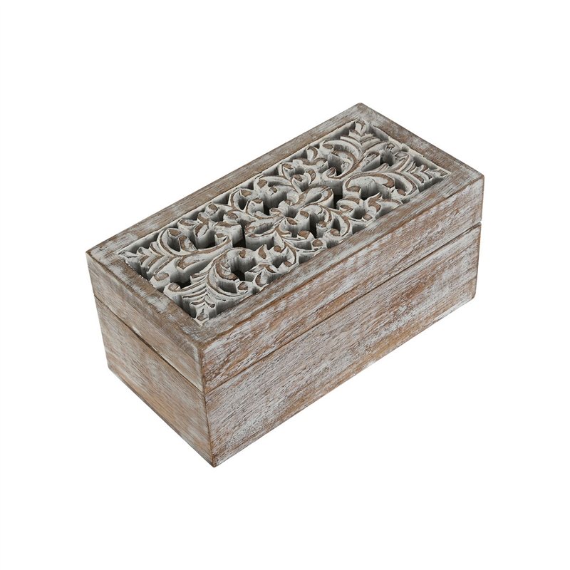 Image secondaire de Boîte à bijoux Home ESPRIT Blanc Naturel Bois de manguier (2 Pièces)