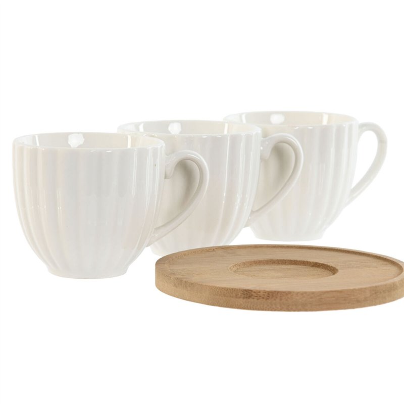 Image secondaire de Jeu de 6 tasses avec plat Home ESPRIT Blanc Bambou Porcelaine 90 ml