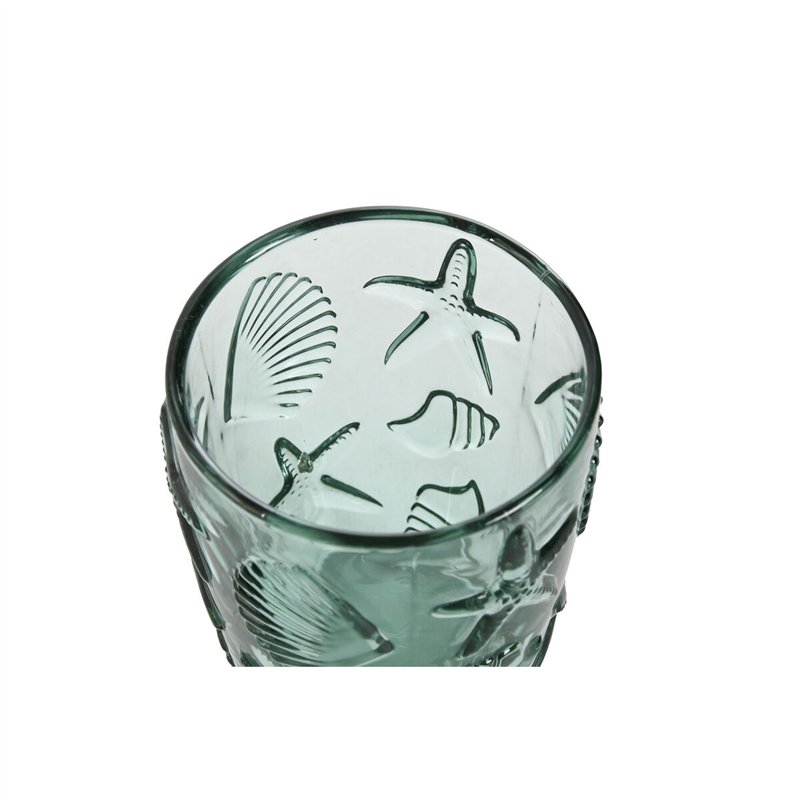 Image secondaire de Set de Verres Home ESPRIT Turquoise Verre méditerranéen Avec relief 290 ml (6 Unités)