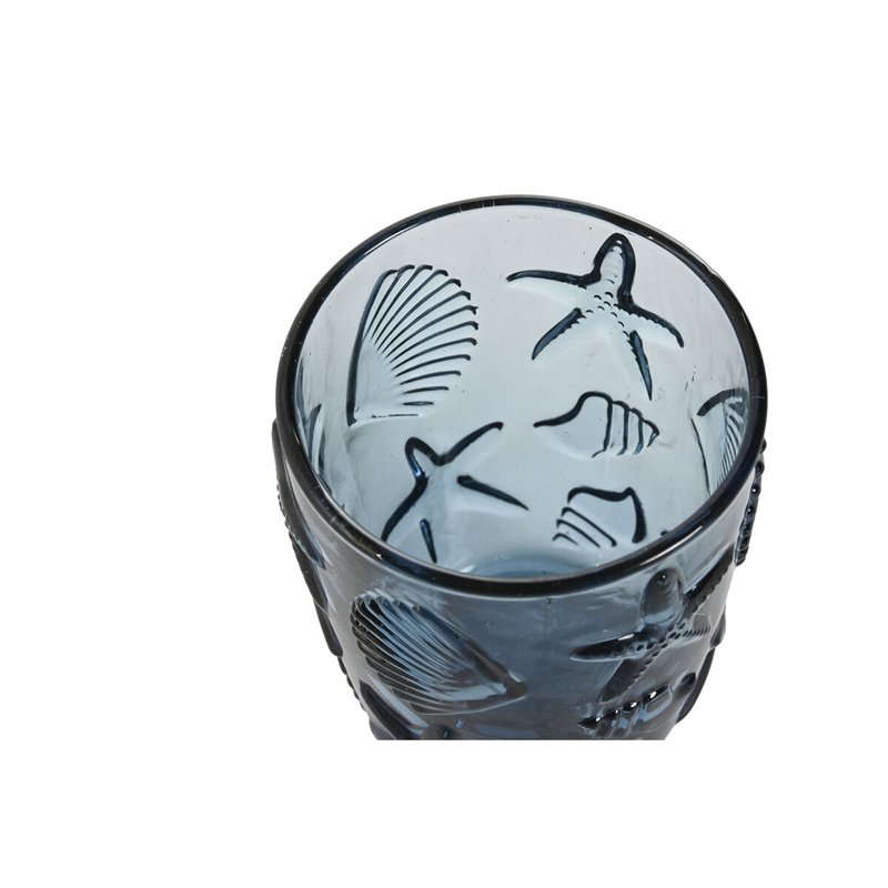 Image secondaire de Set de Verres Home ESPRIT Bleu Verre méditerranéen Avec relief 290 ml (6 Unités)