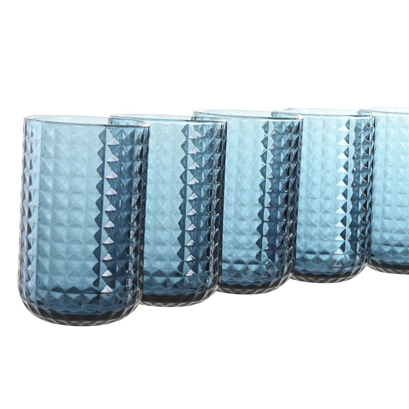 Image secondaire de Set de Verres Home ESPRIT Bleu Verre 420 ml (6 Unités)