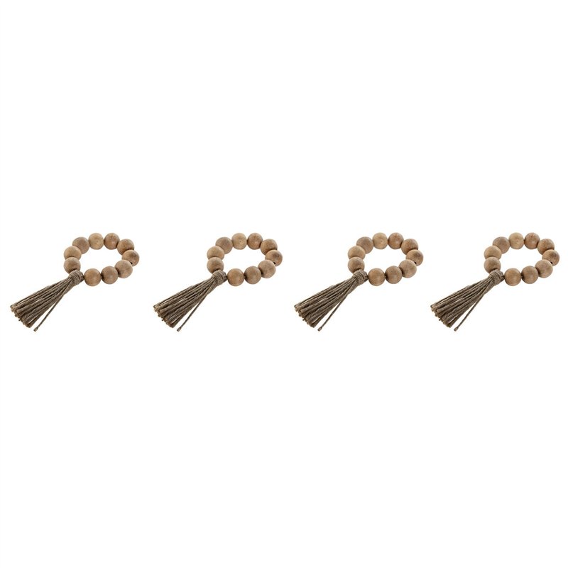 Image secondaire de Rond de serviette Home ESPRIT Naturel Jute Acacia Macramé 7,5 x 2 x 7,5 cm 4 Pièces