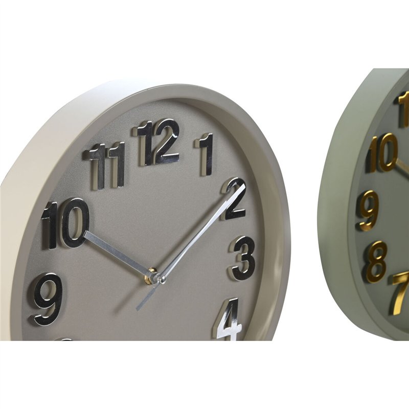 Image secondaire de Horloge Murale Home ESPRIT Vert Gris PVC Urbaine 30 x 4 x 30 cm (2 Unités)