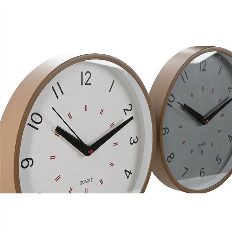 Image secondaire de Horloge Murale Home ESPRIT Blanc Beige Gris PVC 30 x 4 x 30 cm (3 Unités)