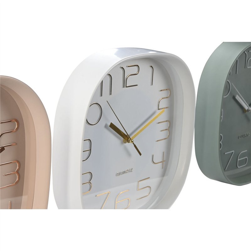 Image secondaire de Horloge Murale Home ESPRIT Blanc Vert PVC 28,5 x 5 x 28,5 cm (3 Unités)
