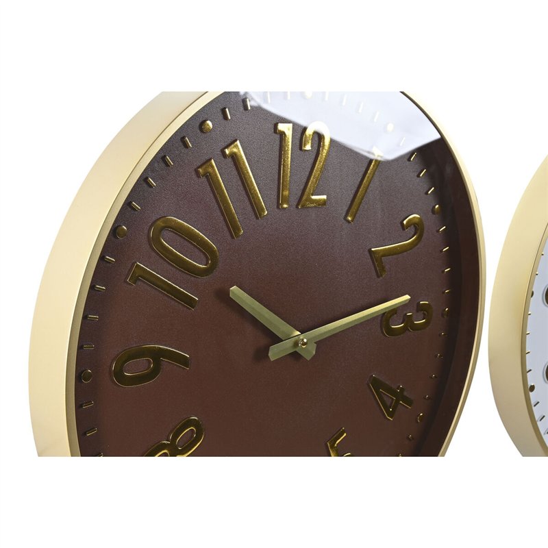 Image secondaire de Horloge Murale Home ESPRIT Blanc Marron Doré PVC 45 x 4 x 45 cm (2 Unités)