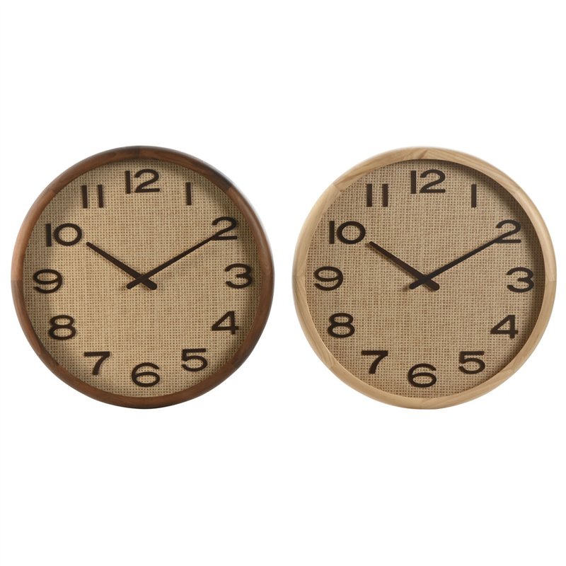 Horloge Murale Home ESPRIT Marron Naturel Bois Rotin 40 x 5 x 40 cm (2 Unités)