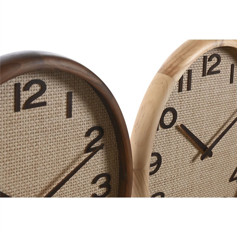 Image secondaire de Horloge Murale Home ESPRIT Marron Naturel Bois Rotin 40 x 5 x 40 cm (2 Unités)