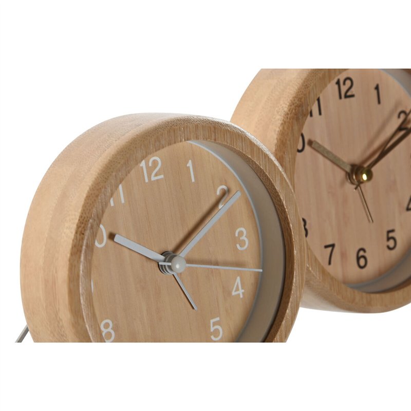 Image secondaire de Horloge de table Home ESPRIT Naturel (2 Unités)