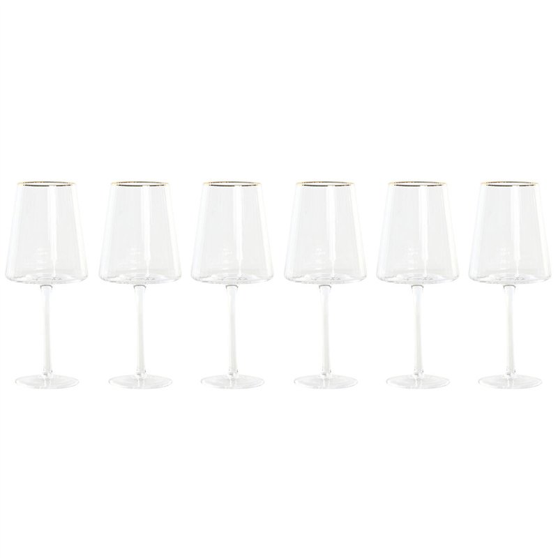 Verre à pied évasé de champagne et de cava Home ESPRIT Transparent Doré Verre 400 ml (6 Unités)