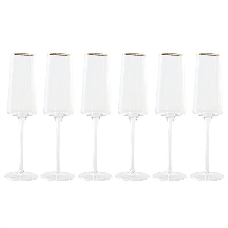 Verre à pied évasé de champagne et de cava Home ESPRIT Transparent Doré Verre 400 ml (6 Unités)