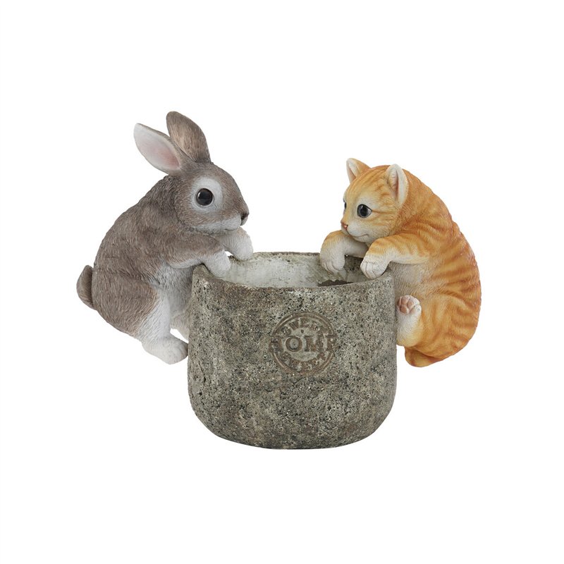 Image secondaire de Figurine Décorative Home ESPRIT Blanc Marron Gris Orange animaux 9 x 9 x 15,5 cm (3 Unités)
