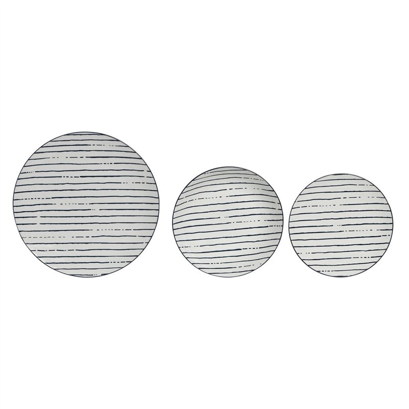 Assiettes Home ESPRIT Bleu Porcelaine Rayures méditerranéen 18 Pièces