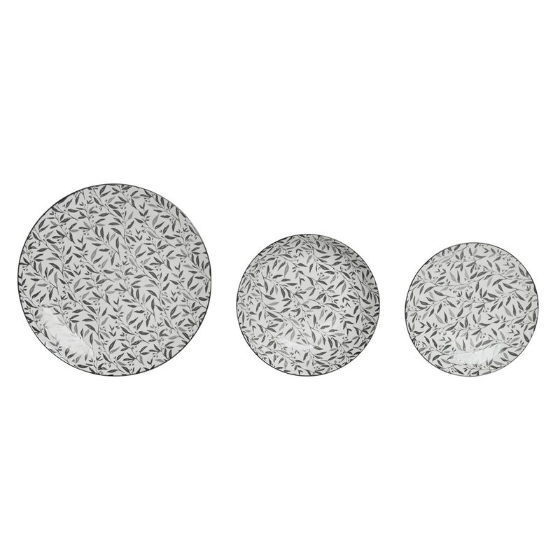 Assiettes Home ESPRIT Gris clair Porcelaine 18 Pièces