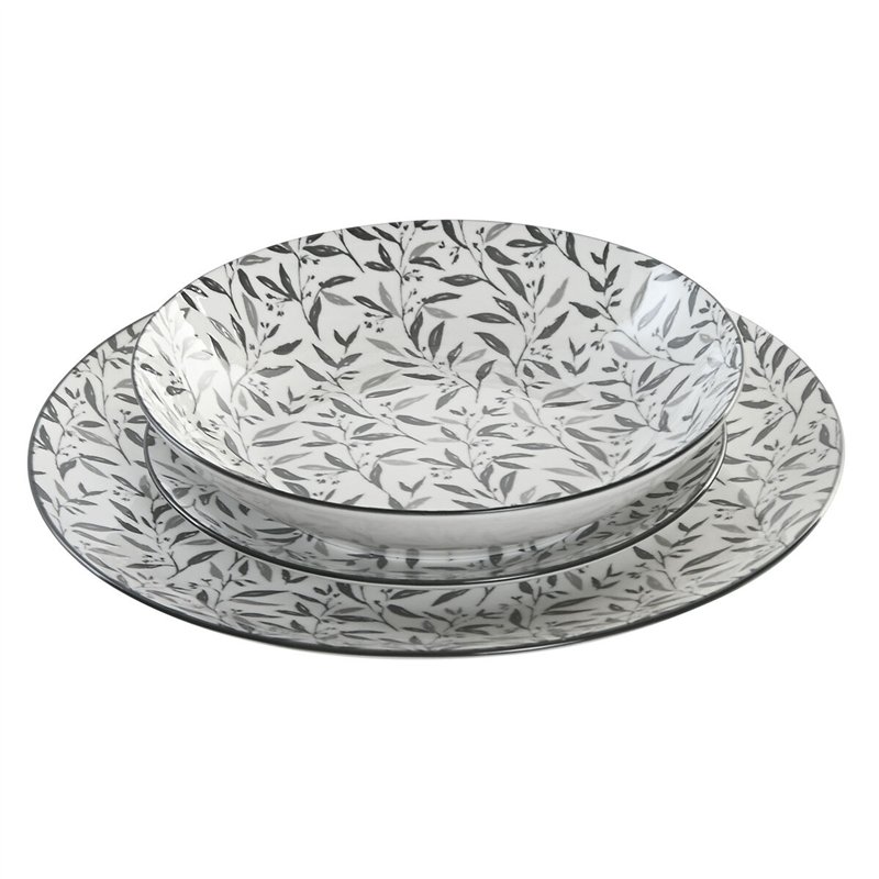 Image secondaire de Assiettes Home ESPRIT Gris clair Porcelaine 18 Pièces