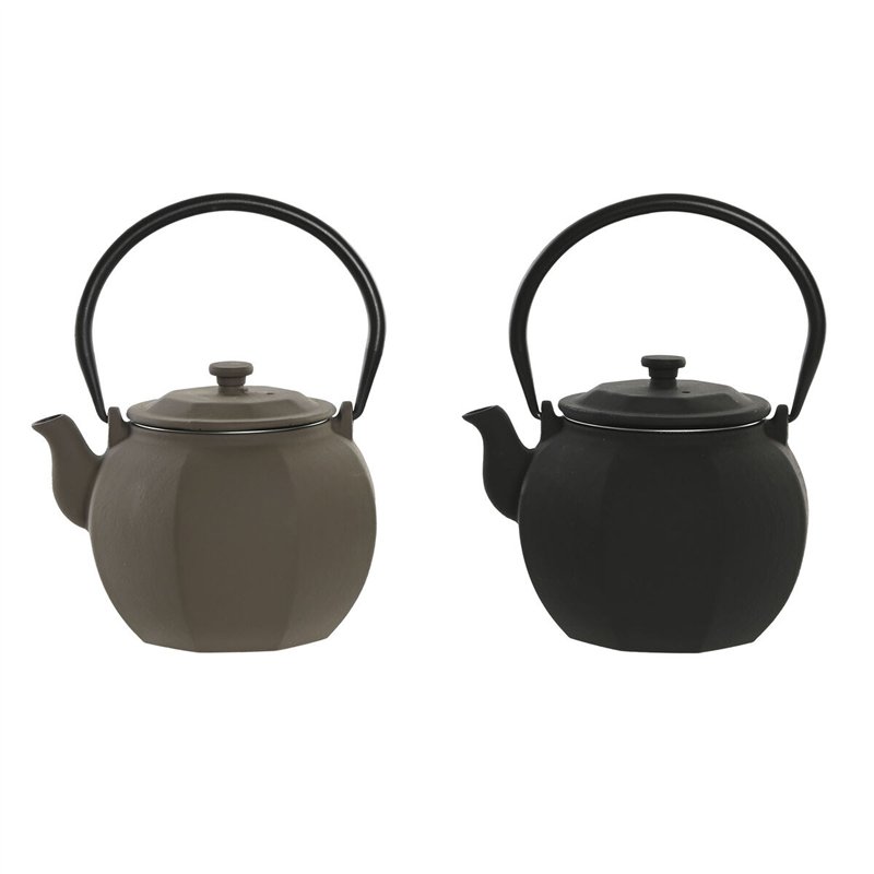 Théière Home ESPRIT Noir Beige Acier inoxydable Fer 780 ml (2 Unités)