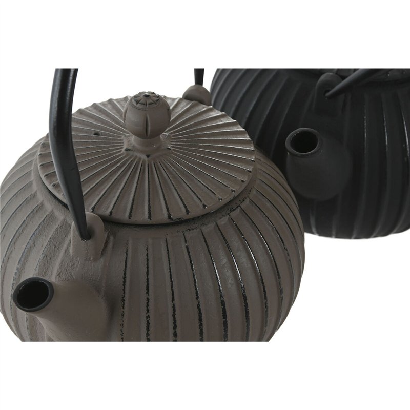 Image secondaire de Théière Home ESPRIT Noir Beige Acier inoxydable Fer 1 L (2 Unités)