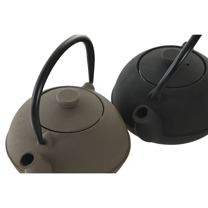 Image secondaire de Théière Home ESPRIT Noir Beige Acier inoxydable Fer 300 ml (2 Unités)