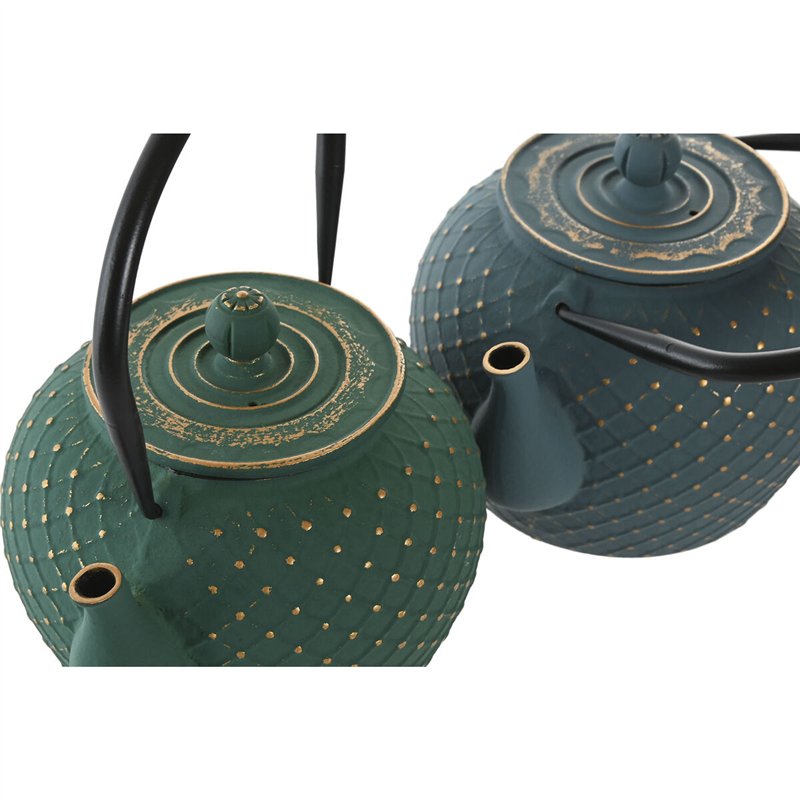 Image secondaire de Théière Home ESPRIT Bleu Vert Acier inoxydable Fer 1 L (2 Unités)