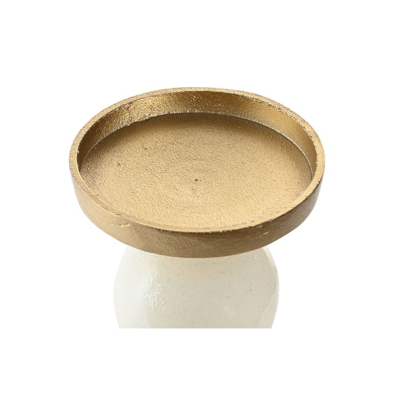 Image secondaire de Pot à Bougie Home ESPRIT Blanc Doré Aluminium Moderne 15 x 15 x 33 cm