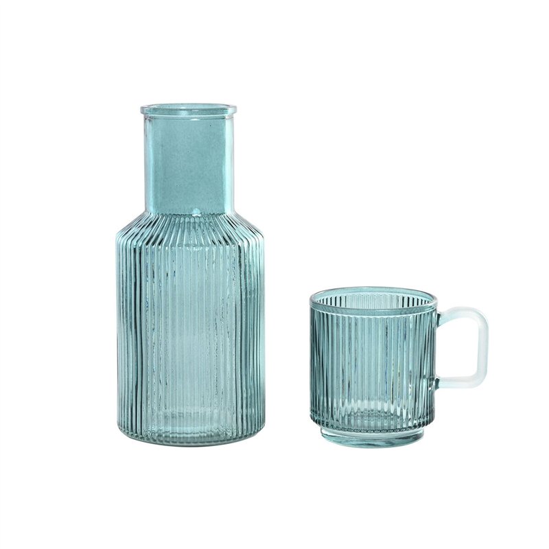 Image secondaire de Bouteille d'eau Home ESPRIT Bleu Vert Verre 1 L (2 Unités)