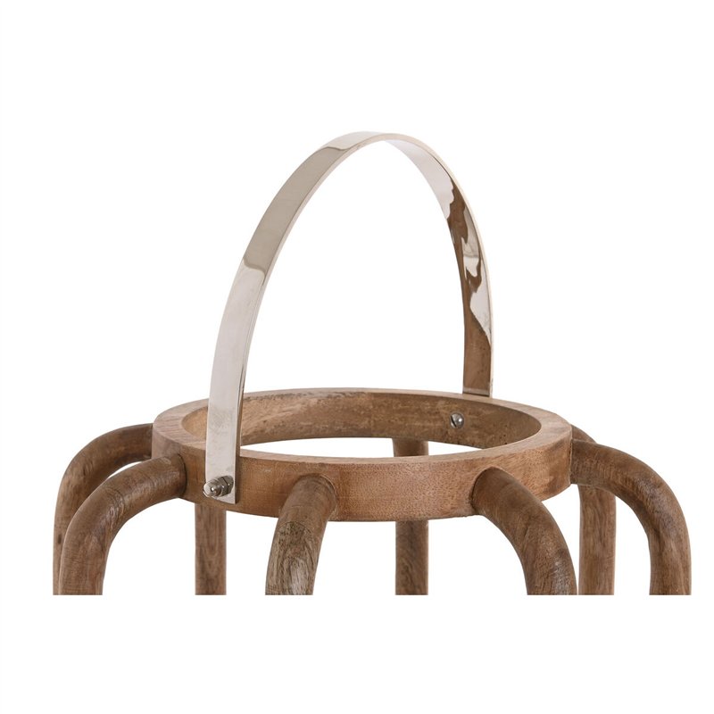Image secondaire de Bougeoir Home ESPRIT Marron Argenté Naturel Verre Bois de manguier 30 x 30 x 42 cm