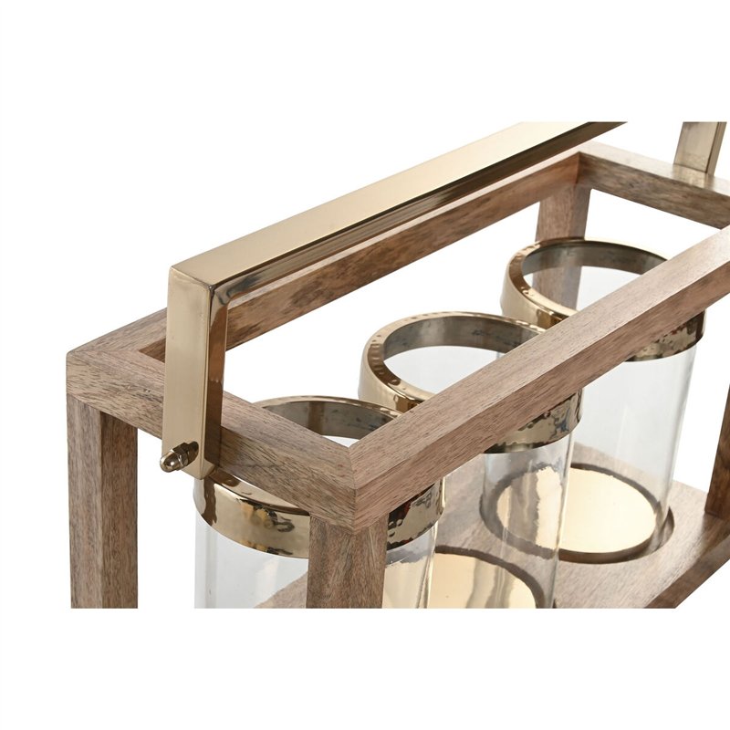Image secondaire de Bougeoir Home ESPRIT Marron Acier Bois de manguier 51 x 19 x 33 cm