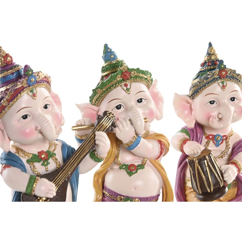Image secondaire de Figurine Décorative Home ESPRIT Multicouleur Musicien Indien 9 x 9 x 20 cm (3 Unités)