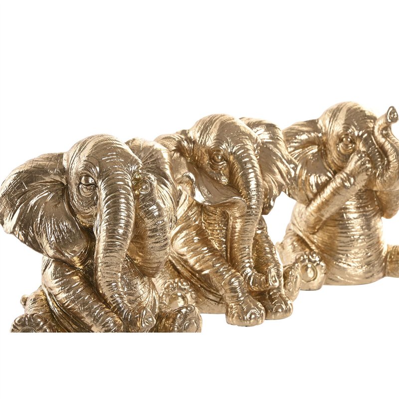 Image secondaire de Figurine Décorative Home ESPRIT Doré Eléphant 13 x 12 x 14 cm (3 Unités)