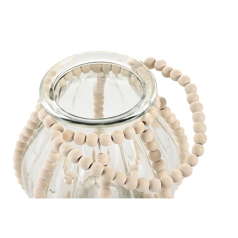 Image secondaire de Bougeoir Home ESPRIT Transparent Naturel Marron Clair Bois Verre 22 x 22 x 22 cm