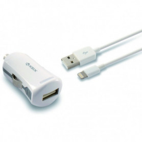 Chargeur USB pour Voiture + Câble Lightning MFi KSIX 2.4 A Blanc 20,99 €