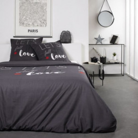TODAY Parure de lit Coton Love - 2 personnes - 240 x 260 cm - Imprimé Gris 47,99 €