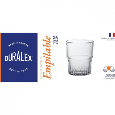 DURALEX - Empilable Transparent - Gobelet 20 cl - verre trempé 22,99 €