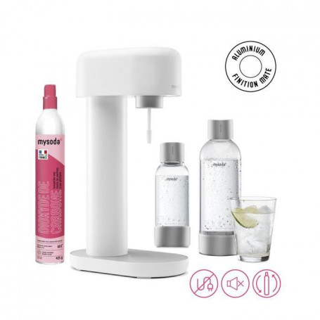 MYSODA Machine a Soda Ruby White. 1 bouteille 0.5L . 1 bouteille 1L. 1 cylindre 159,99 €