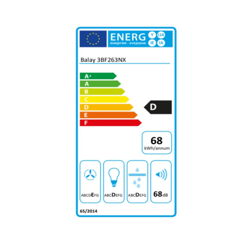 Image secondaire de Hotte standard Balay 3BF263NX 53 cm 300 m³/h 115W D Multicouleur Anthracite Acier