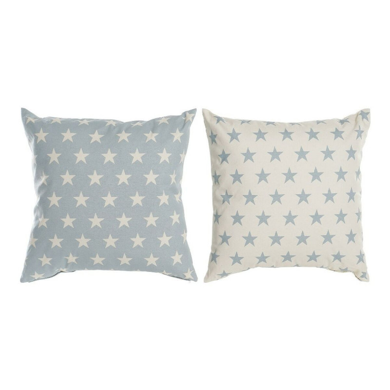 Coussin DKD Home Decor Bleu 60 x 10 x 60 cm Etoiles Blanc (2 Unités)