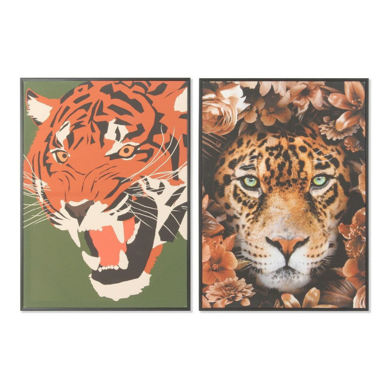 Cadre DKD Home Decor 52 x 2,7 x 72 cm Tigre Moderne (2 Unités)