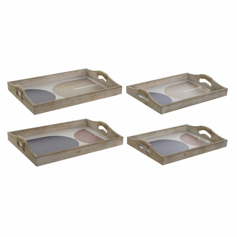 Image secondaire de Plateau DKD Home Decor 40,6 x 30 x 6 cm Beige Bleu Bois MDF (2 Unités)