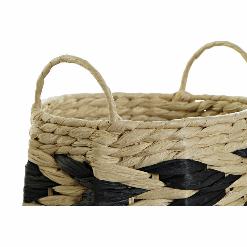 Image secondaire de Set de basket DKD Home Decor Noir Marron Clair Fibre naturelle Boho 30 x 30 x 30 cm 2 Pièces (2 Unités)