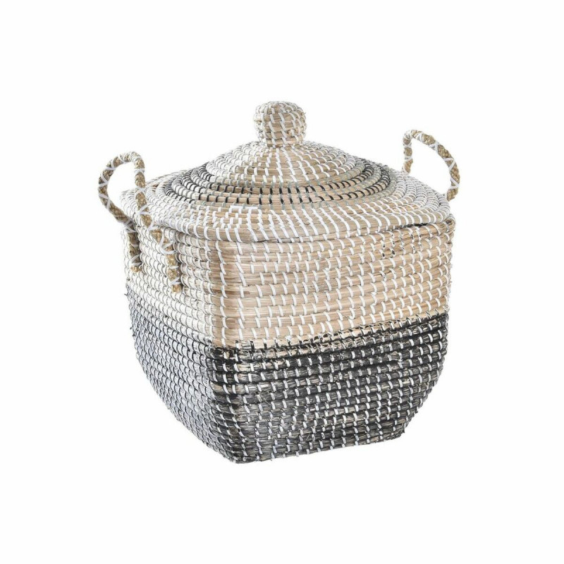 Panier décoratif DKD Home Decor Gris Naturel Herbier marin Boho 45 x 35 x 43 cm