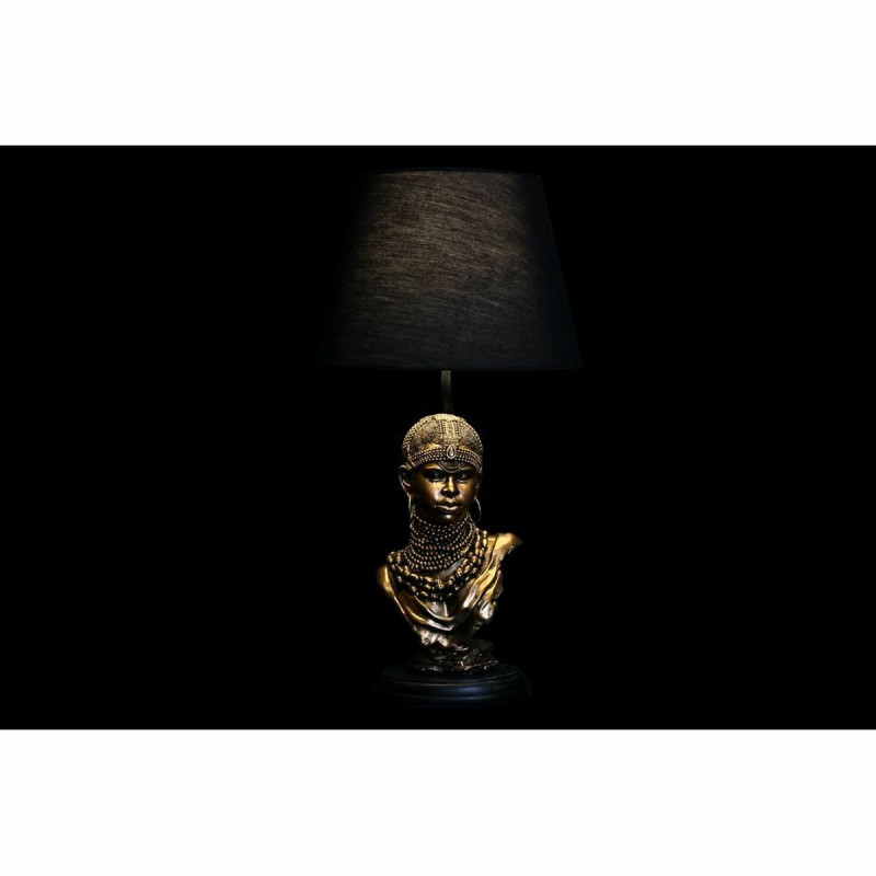 Image secondaire de Lampe de bureau DKD Home Decor Noir Doré Polyester Résine Africaine (31 x 31 x 58 cm)