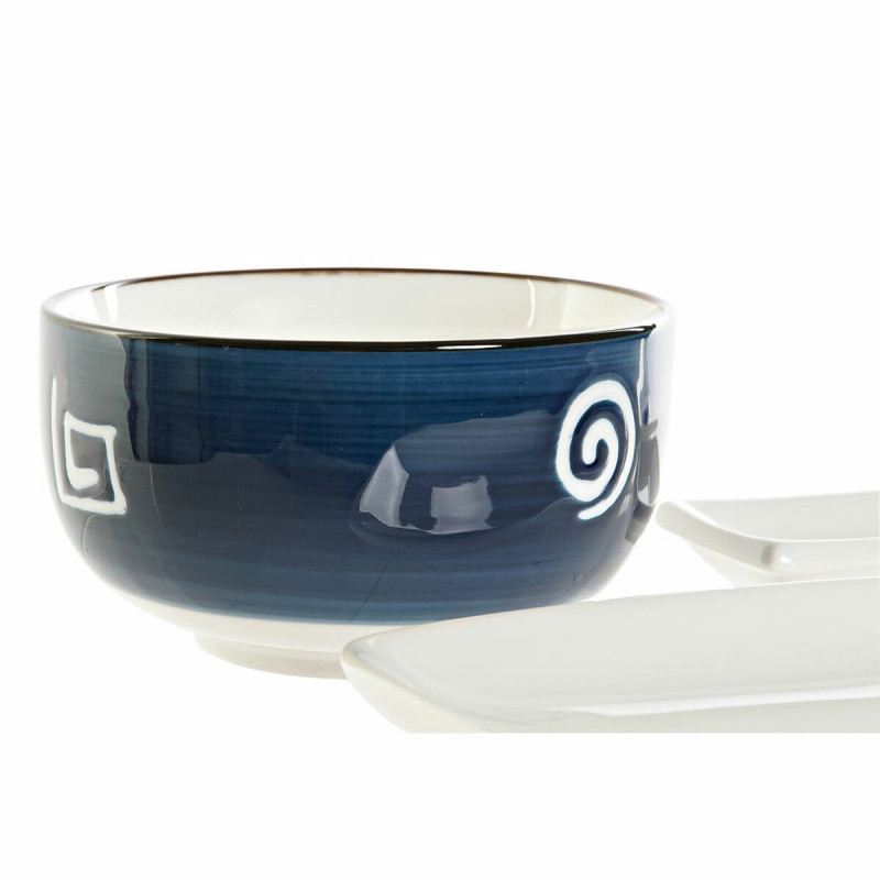 Image secondaire de Set de sushi DKD Home Decor 33,5 x 34,5 x 9 cm Porcelaine Blanc Blue marine Oriental (33,5 x 34,5 x 9 cm)