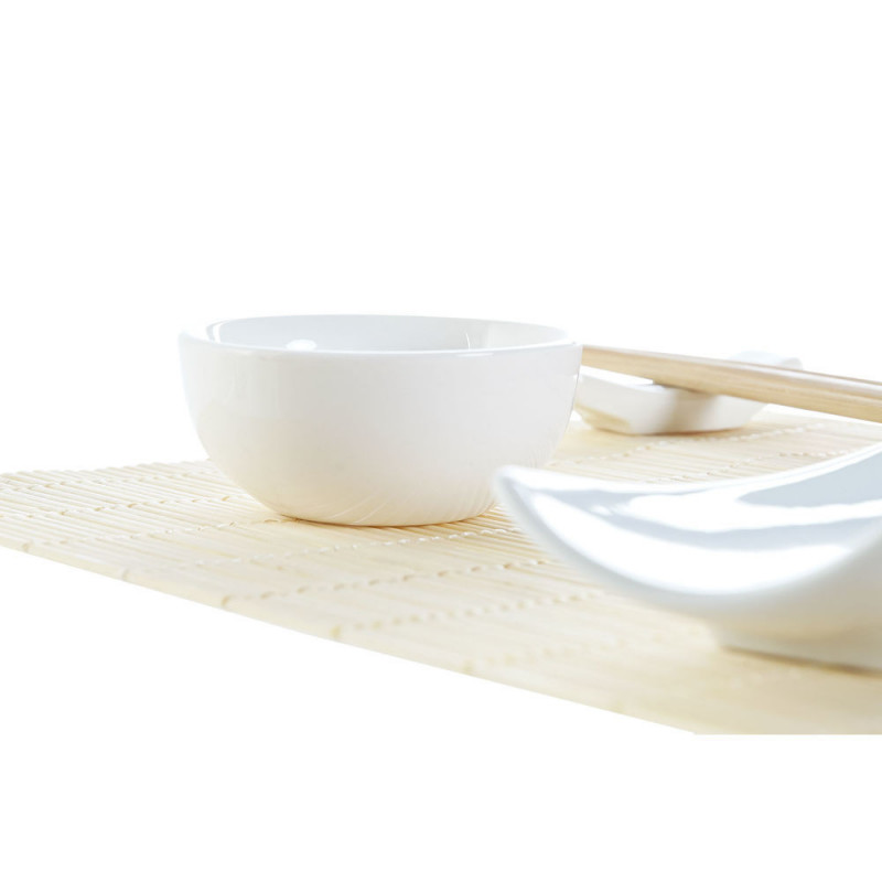 Image secondaire de Set de sushi DKD Home Decor Bambou Grès Blanc Naturel Oriental 28,5 x 19,5 x 3,3 cm (9 Pièces) (28,5 x 19,5 x 3,3 cm)