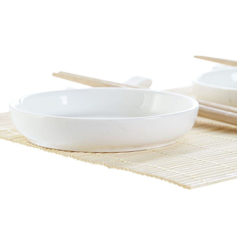 Image secondaire de Set de sushi DKD Home Decor Bambou Plastique Grès Blanc Naturel Oriental 28,8 x 19,8 x 3 cm (7 Pièces) (28,8 x 19,8 x 3 cm)