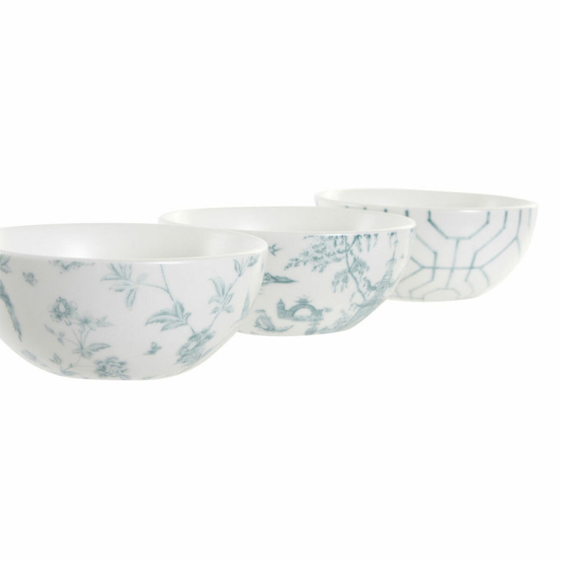 Image secondaire de Ensemble à apértif DKD Home Decor Blanc Blue marine Porcelaine Acacia Plastique Oriental 4 Pièces 30 x 9,5 x 1,3 cm