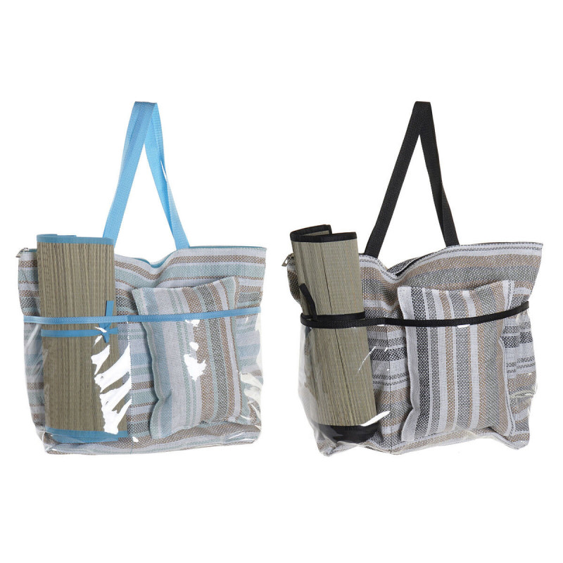 Sac de plage DKD Home Decor 44 x 23 x 62 cm Toile Gris Bleu Marron Vert PVC (2 Unités)