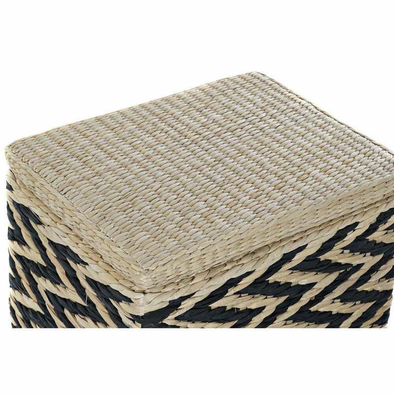 Image secondaire de Panier à linge DKD Home Decor Naturel Noir Polyester Colonial Fibre (43 x 32 x 50,5 cm)