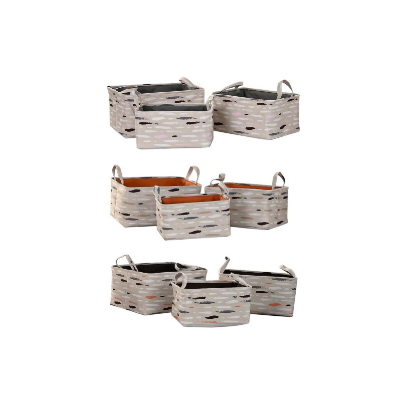 Image secondaire de Set de basket DKD Home Decor Marron Gris Orange 40 x 30 x 20 cm (3 Unités)