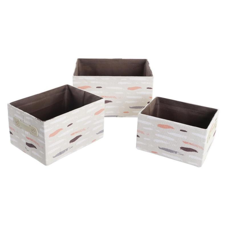 Image secondaire de Set de basket DKD Home Decor Marron Gris Orange 32 x 24 x 18 cm (3 Unités)