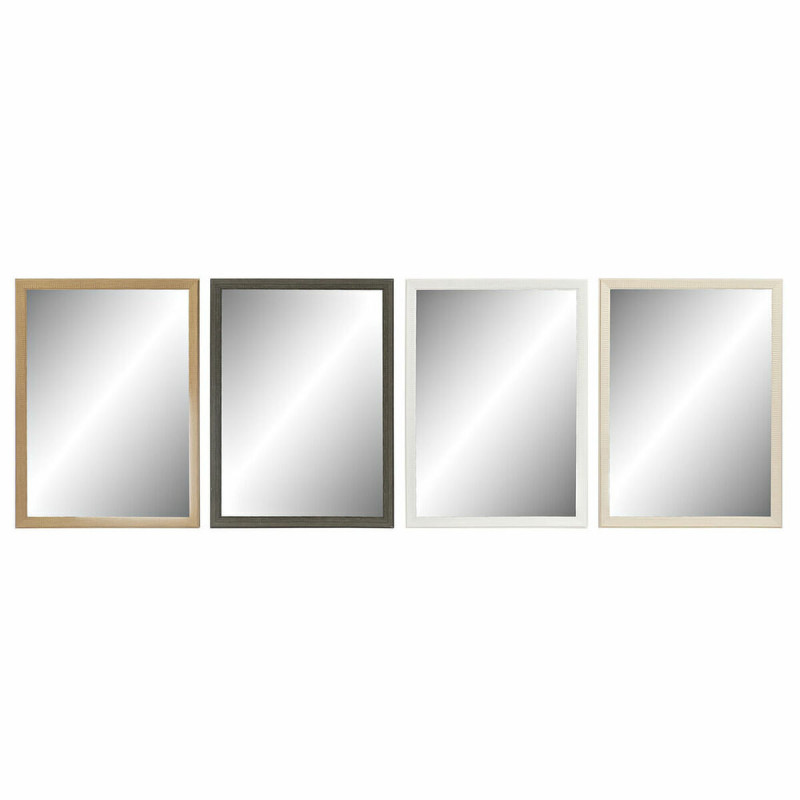 Miroir mural DKD Home Decor 56 x 2 x 76 cm Verre Naturel Gris Marron Blanc polystyrène (4 Pièces)